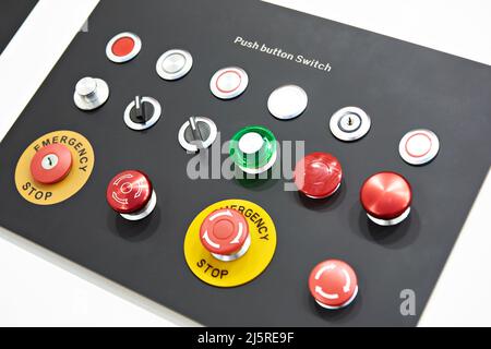 Buttons for control panels for electrical equipment Stock Photo