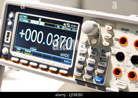 Monitor of universal portable voltmeter Stock Photo