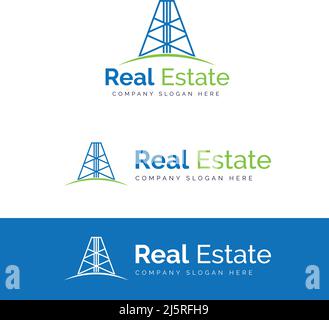 MInimal Real Estate Building Logo | Real Estate Developers Company Stock Vector