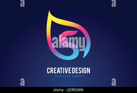 Colorful S Leaf Logo Letter Design with Vibrant Leaf Outline Vector Illustration. Stock Vector