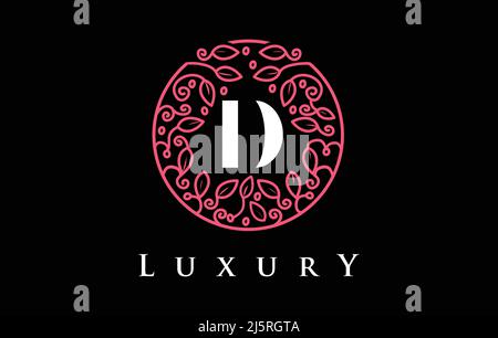 Purple D Letter Logo Luxury. Green Beauty Cosmetics Logo Monogram. Stock Vector