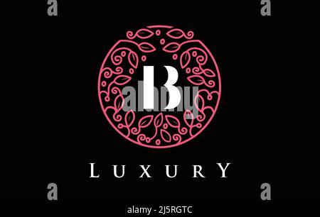 Purple B Letter Logo Luxury. Green Beauty Cosmetics Logo Monogram. Stock Vector