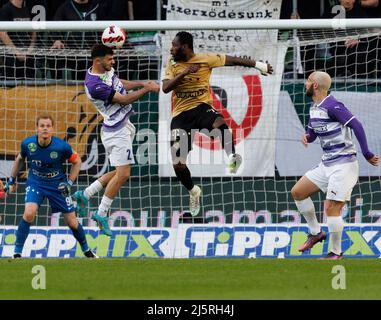 BUDAPEST, HUNGARY - APRIL 24: Yohan Croizet of Ujpest FC fights for the  ball with Adnan Kovacevic of Ferencvarosi TC during the Hungarian OTP Bank  Liga match between Ferencvarosi TC and Ujpest