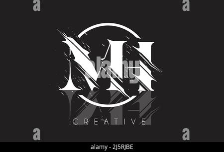 Black and Yellow MH Letter Logo with Vintage Grundge Cut Design ...