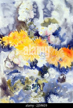 Art by Charles Demuth - Yellow and Blue (1915) Watercolor. Stock Photo