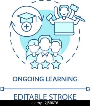 Ongoing learning turquoise concept icon Stock Vector