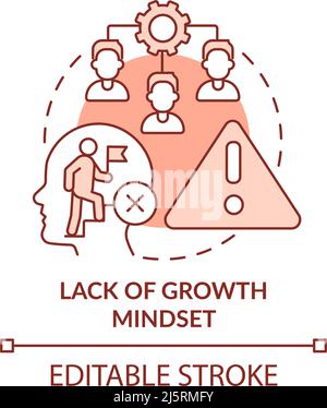 Lack of growth mindset terracotta concept icon Stock Vector