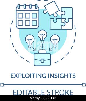 Exploiting insights turquoise concept icon Stock Vector