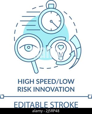 High speed and low risk innovation turquoise concept icon Stock Vector