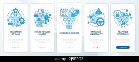 Principles for managing innovation blue onboarding mobile app screen Stock Vector