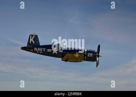 Chance Vought F4U Corsair in flight Stock Photo