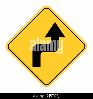 Reverse turn right, traffic sign isolated on white background Stock Vector