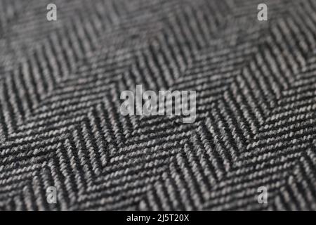 Closeup of black and white herringbone fabric Stock Photo