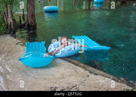 Ginnie Springs is a freshwater 2nd magnitude springs situated along the Santa Fe River in North Central Florida. Stock Photo