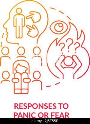 Responses to panic and fear red gradient concept icon Stock Vector
