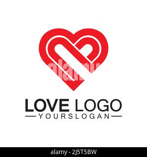 Love logo design vector,geometric hearth logo vector, linear love vector logo concept,Heart shape logo design-Vector Stock Vector