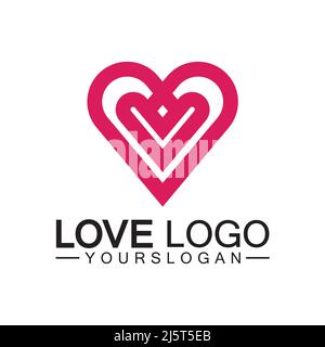 Love logo design vector,geometric hearth logo vector, linear love vector logo concept,Heart shape logo design-Vector Stock Vector