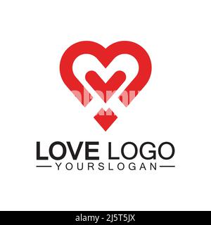 Love logo design vector,geometric hearth logo vector, linear love vector logo concept,Heart shape logo design-Vector Stock Vector