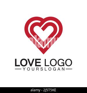 Love logo design vector,geometric hearth logo vector, linear love vector logo concept,Heart shape logo design-Vector Stock Vector