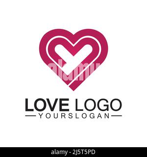 Love logo design vector,geometric hearth logo vector, linear love vector logo concept,Heart shape logo design-Vector Stock Vector