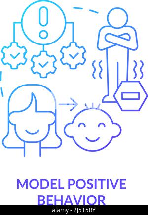 Model positive behavior blue gradient concept icon Stock Vector