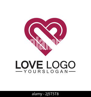 Love logo design vector,geometric hearth logo vector, linear love vector logo concept,Heart shape logo design-Vector Stock Vector