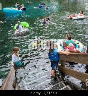 Ginnie Springs is a freshwater 2nd magnitude springs situated along the Santa Fe River in North Central Florida. Stock Photo