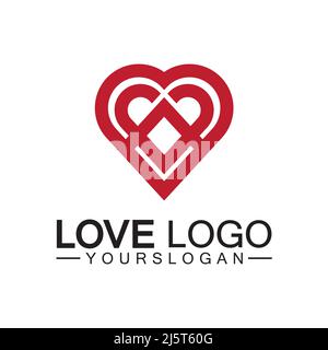 Love logo design vector,geometric hearth logo vector, linear love vector logo concept,Heart shape logo design-Vector Stock Vector