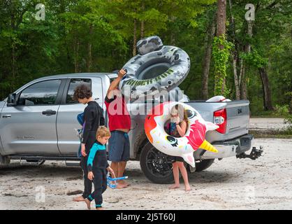 Ginnie Springs is a freshwater 2nd magnitude springs situated along the Santa Fe River in North Central Florida. Stock Photo