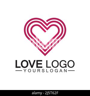 Love logo design vector,geometric hearth logo vector, linear love vector logo concept,Heart shape logo design-Vector Stock Vector
