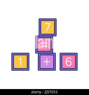 Vector illustration of cartoon cubes with numbers. Stock Vector