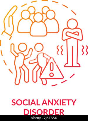 Social anxiety disorder red gradient concept icon Stock Vector