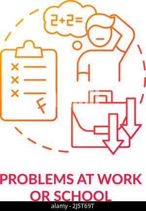 Problems at work and school red gradient concept icon Stock Vector