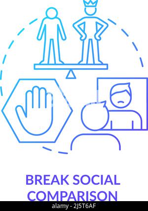 Break social comparison blue gradient concept icon Stock Vector