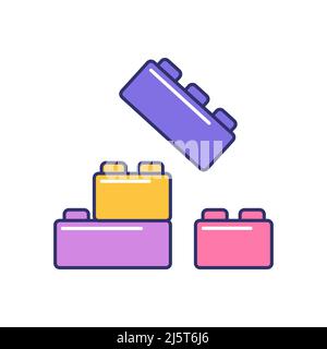 Vector illustration of cartoon lego on white background. Stock Vector