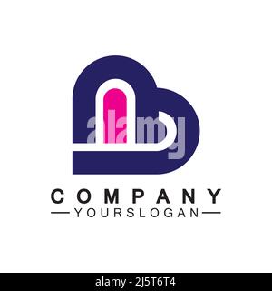 Initial letter B love heart logo design Stock Vector