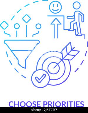 Choose priorities blue gradient concept icon Stock Vector