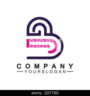 Initial letter B love heart logo design Stock Vector