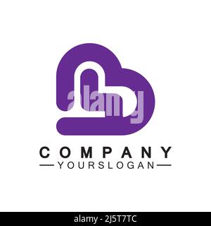 Initial letter B love heart logo design Stock Vector