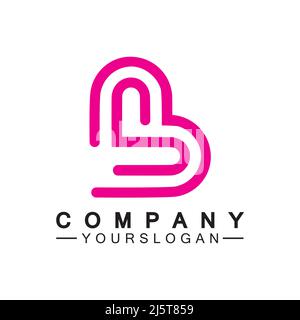 Initial letter B love heart logo design Stock Vector