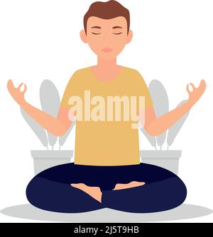 young doing meditation yoga Stock Vector