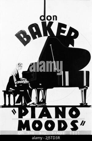 Hand Painted Display for singer / pianist DON BAKER appearing circa 1930 in the Live Prologue at the Paramount Theatre Manhattan New York publicity for Paramount Publix Movie Theatres Stock Photo