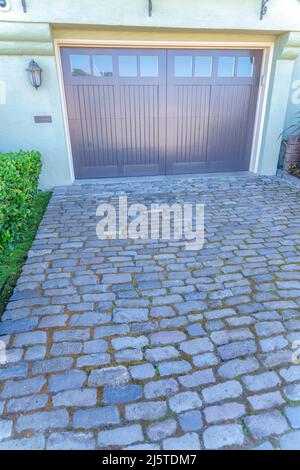 Stone blocks driveway of a garage in San Francisco, California Stock Photo