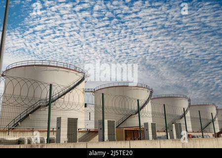 Liquefied natural gas or oil industry. Tanks Lpg for storage and storage of petroleum products Stock Photo