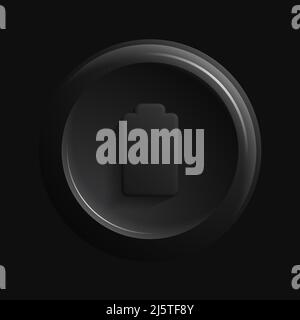 Battery Charging Icon. Total Black 3D App Button. Vector illustration Stock Vector