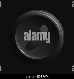 Black Call Icon. 3D Isolated Phone Button. Vector illustration Stock Vector