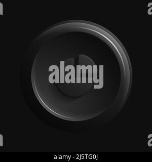 Dark 3D Round Graph Icon. Vector illustration Stock Vector