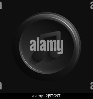 Black Music Icon. Round Isolated Button. Vector illustration Stock Vector