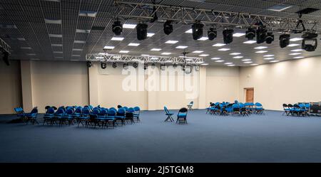 empty large conference room with furniture and equipment Stock Photo