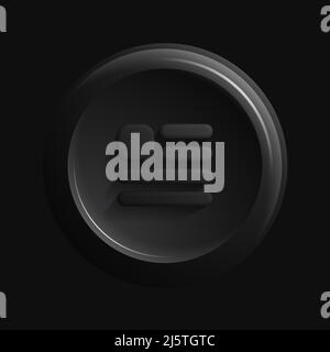 Documents 3D Icon. Word App. Black Round Button. Vector illustration Stock Vector